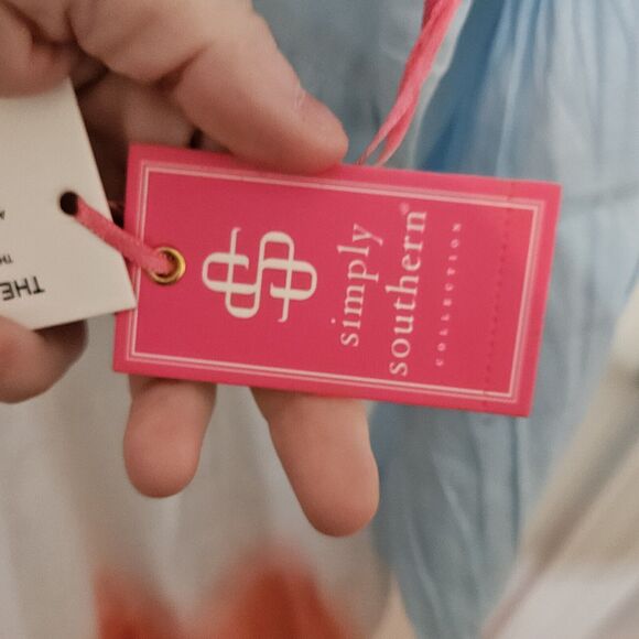 Simply Southern Red White & Blue Ombré Long Sleeve Peasant Dress Size Small SM - Picture 5 of 5